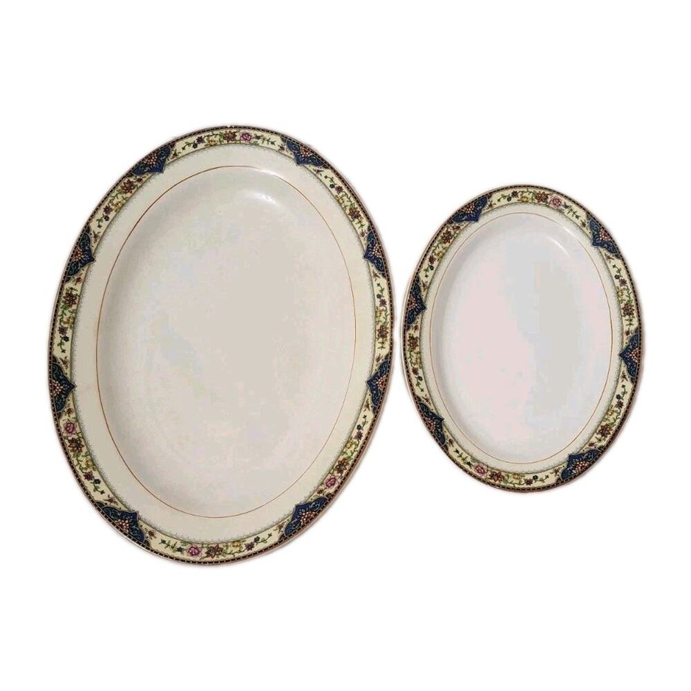 Serving Platter Set 1900s Taylor Knowels Oval china Discontinued Floral mosaic